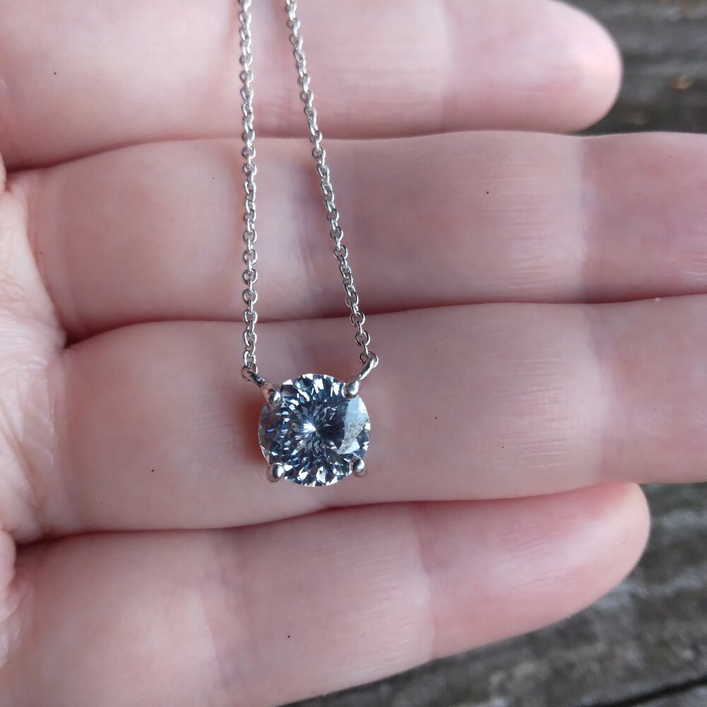 Sterling Silver Cubic Zirconia Solitaire Necklace Radiance By Absolute